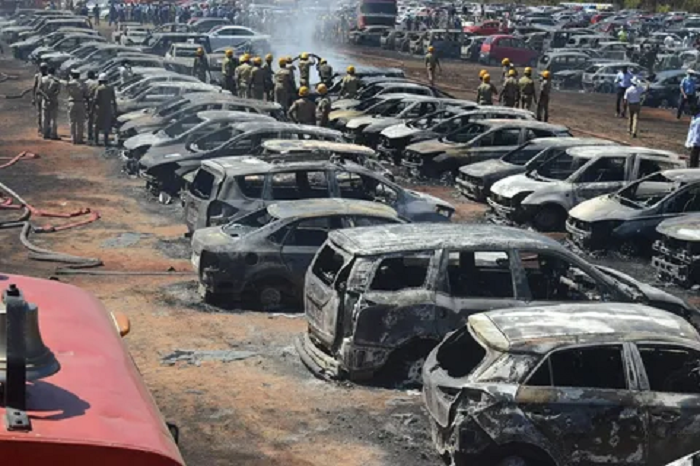 40 cars burned in a parking lot in Indiana